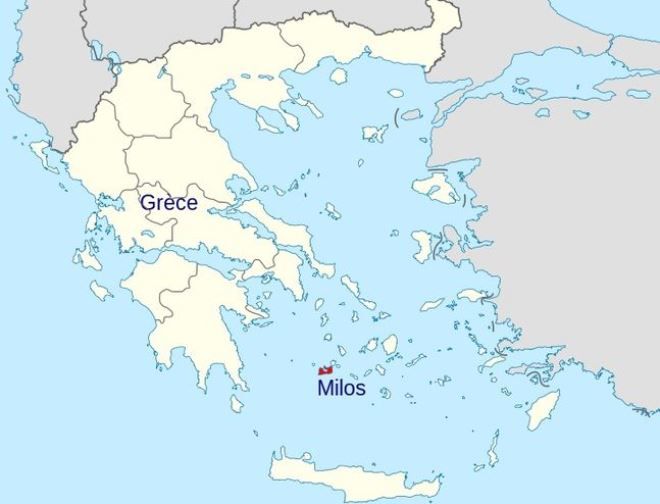 Остров Милос на карте Греции