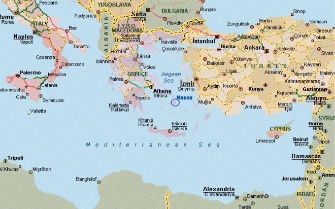 Наксос на карте Греции