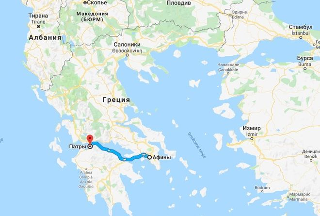 Патры на карте Греции
