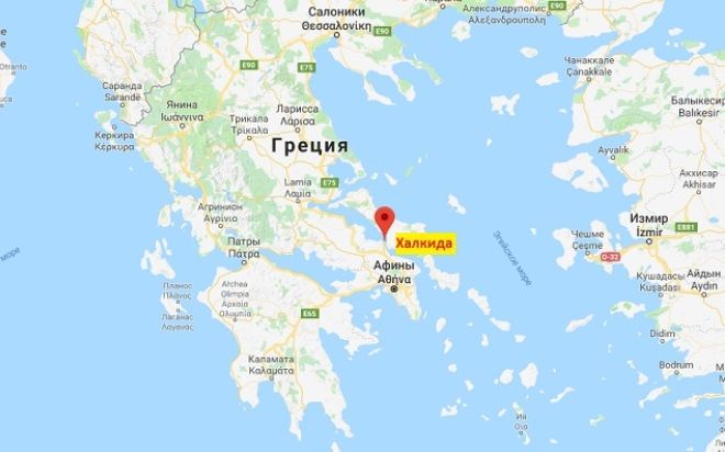 Халкида на карте Греции