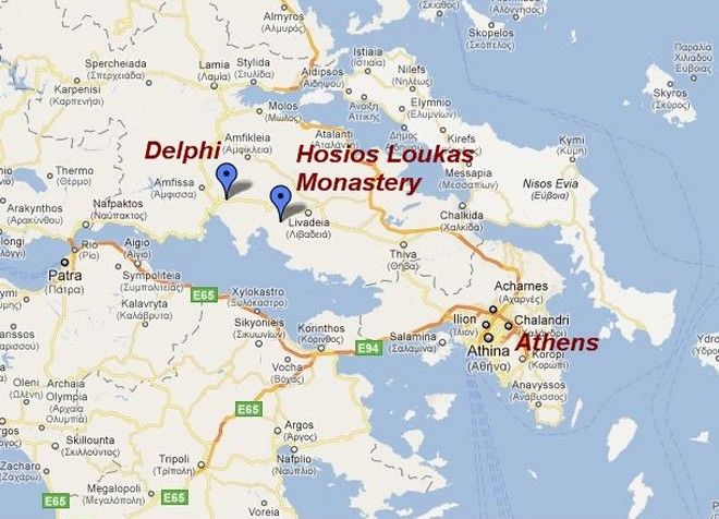 Дельфы на карте Греции