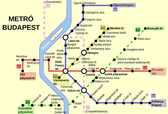Схема метро Будапешта, Венгрии