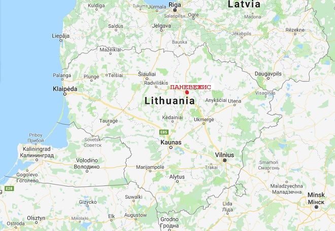 Паневежис на карте Литвы