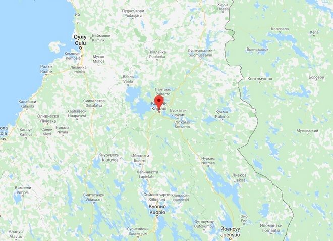 Каяни на карте Финляндии