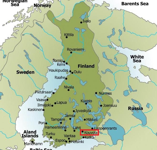 Коувола на карте Финляндии