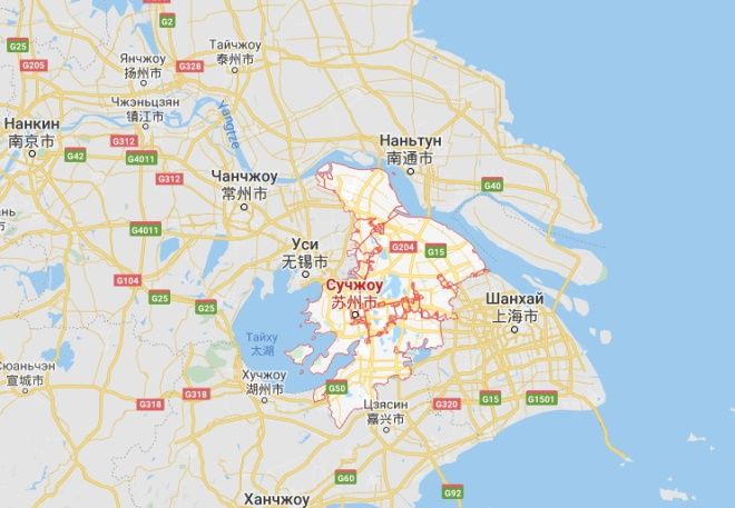 Сучжоу на карте Китая