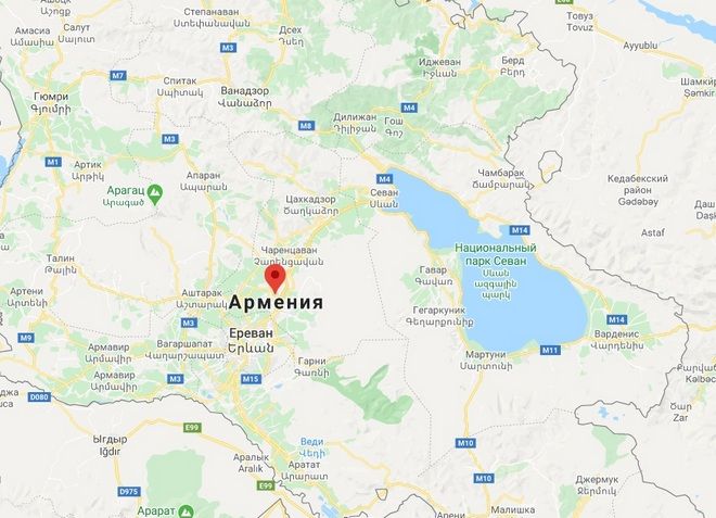 Арзни на карте Армении