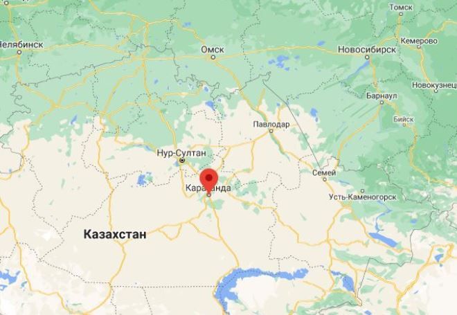Караганда на карте Казахстана