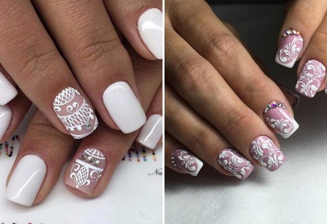 wedding manicure 2018 with a pattern