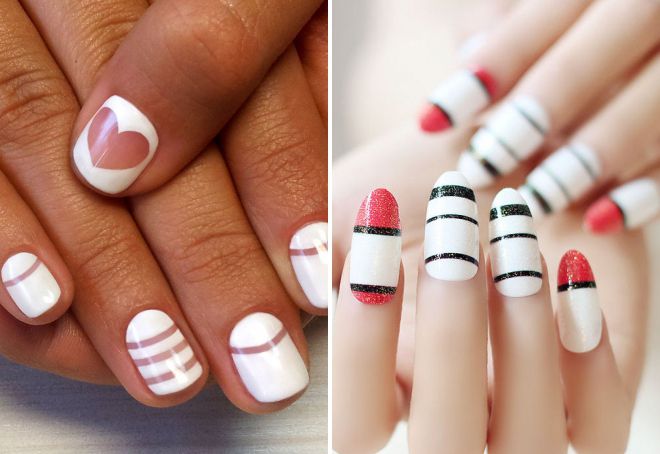 wedding manicure 2018 with stripes