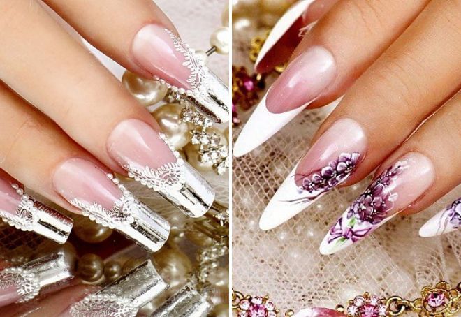 wedding manicure 2018 on long nails