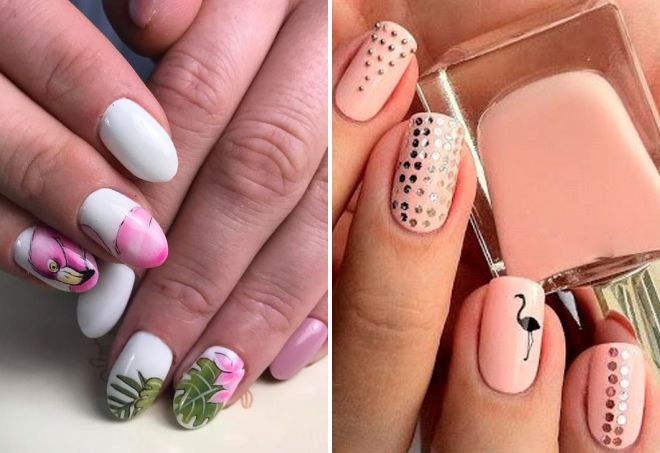 pink flamingo nail design