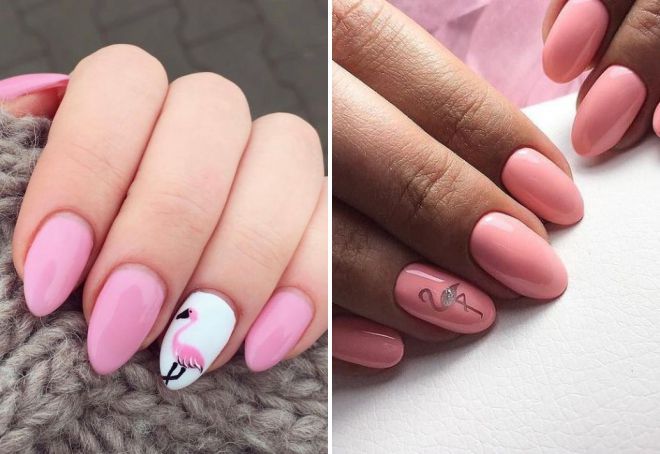 pink nail design with a pattern