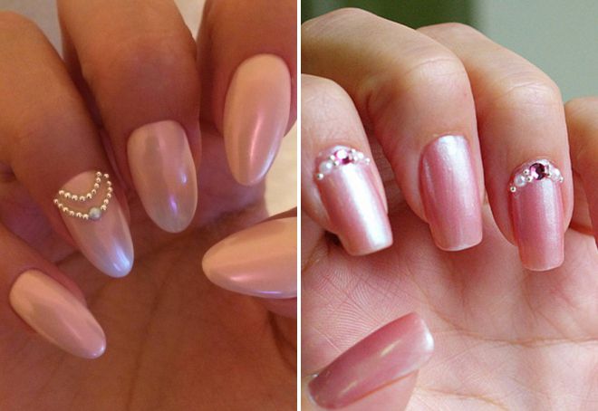 pink pearl nail design