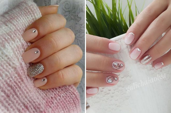glitter wedding manicure for short nails