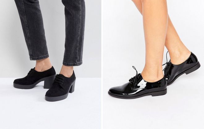 черные женские туфли на шнуровке