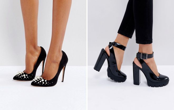 женские черные туфли на высоком каблуке