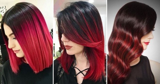 Градиент на волосах красный