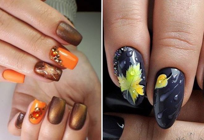 Autumn manicure 2019 with a pattern 