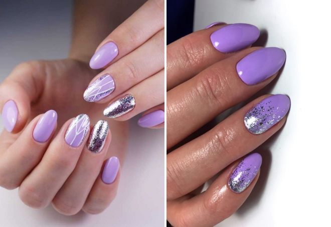 purple manicure with silver