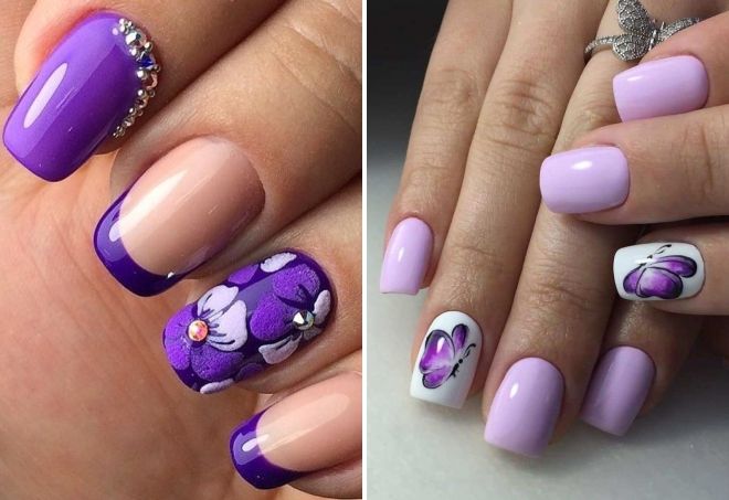 lilac manicure with a pattern