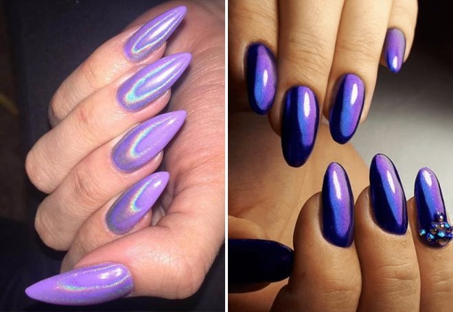 lilac manicure with rubbing