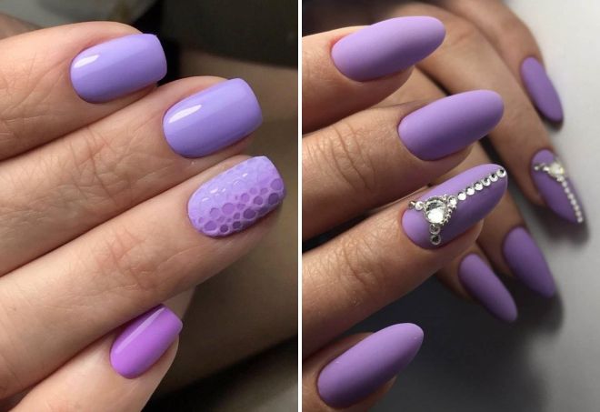 lilac manicure with design