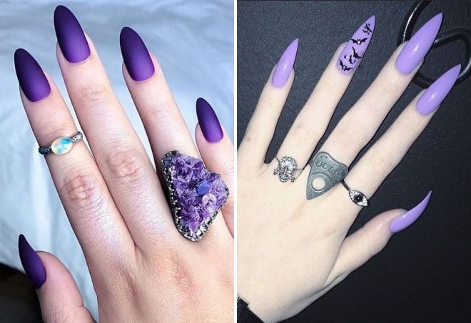 purple manicure for long nails