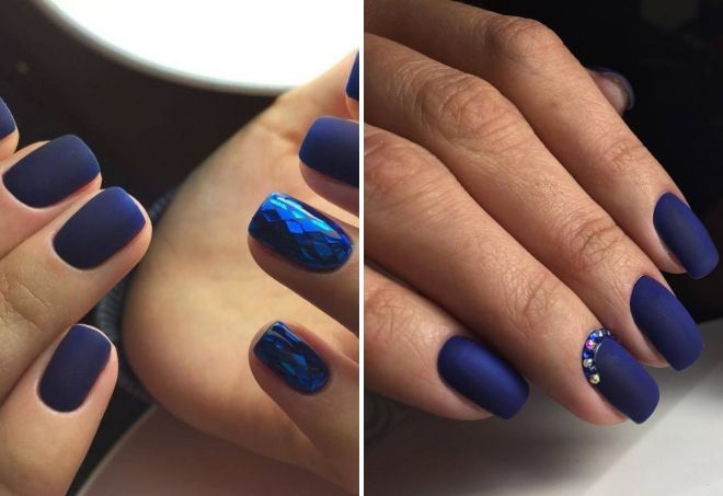 dark blue matte manicure