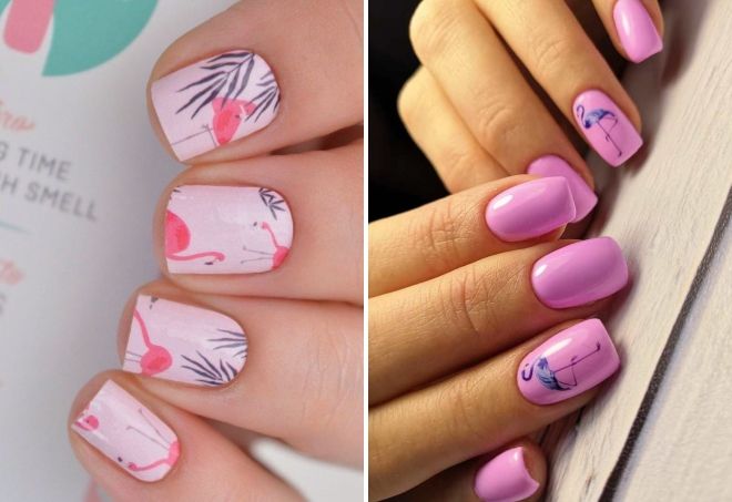 flamingo manicure for short nails
