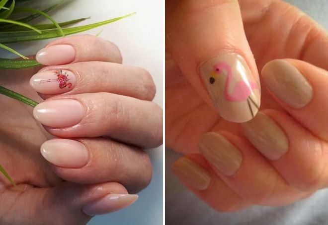 gentle manicure with flamingos