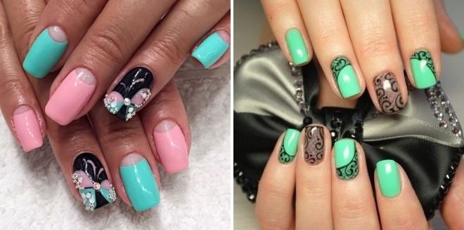 mint manicure 2019 with black