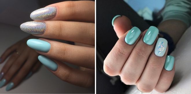 mint manicure 2019 with silver