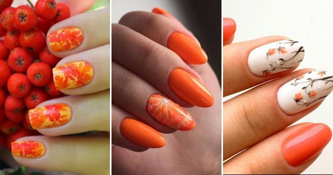 Manicure ideas with orange color 2019 drawing