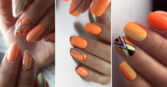 Orange Manicure Ideas 2019 Geometry