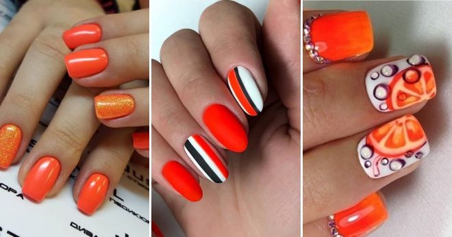 Bright orange manicure 2019 fashion