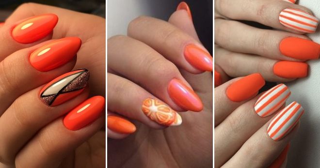 Orange and white manicure 2019