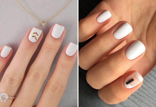 unusual white manicure for short nails
