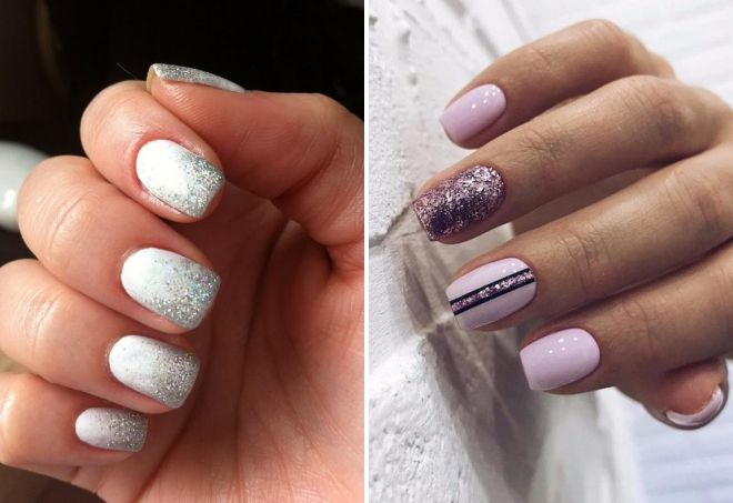 white glitter manicure for short nails