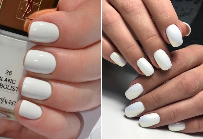 beautiful white manicure for short nails