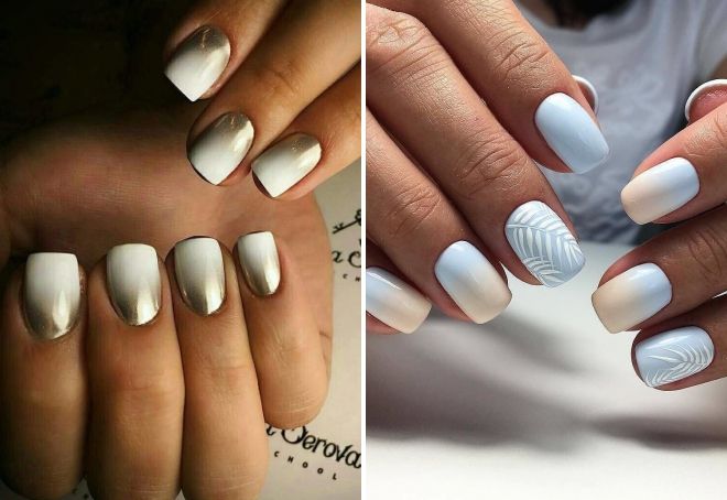 white manicure with short design