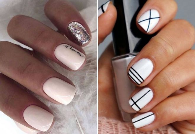 white manicure for short square nails
