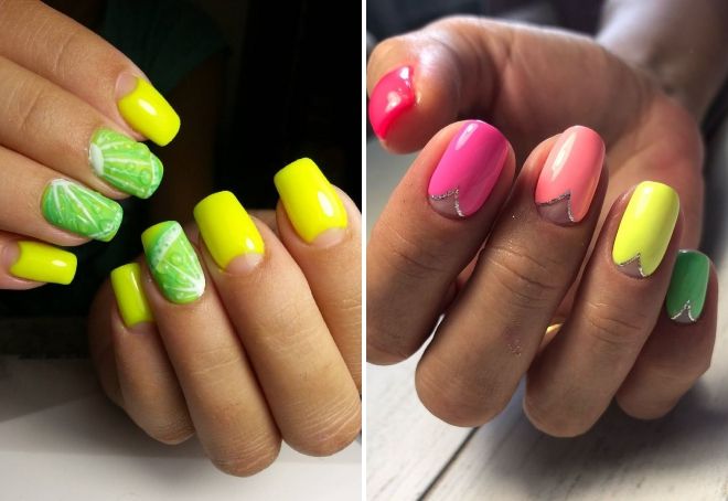 bright summer manicure with holes