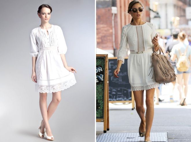 белое летнее платье из хлопка