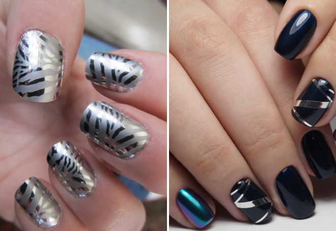 manicure 2018 with foil and rubbing