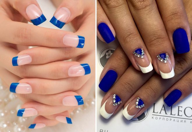 blue manicure 2018 french