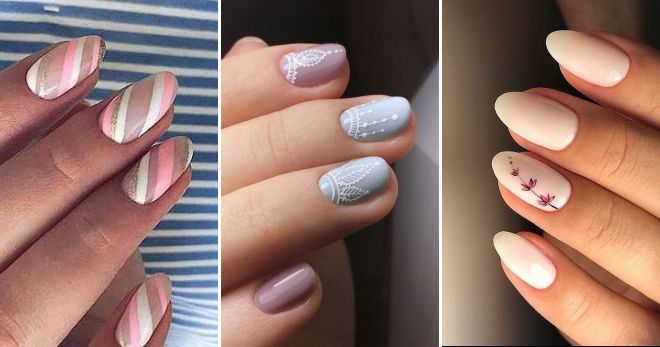 Delicate manicure for short oval nails ideas