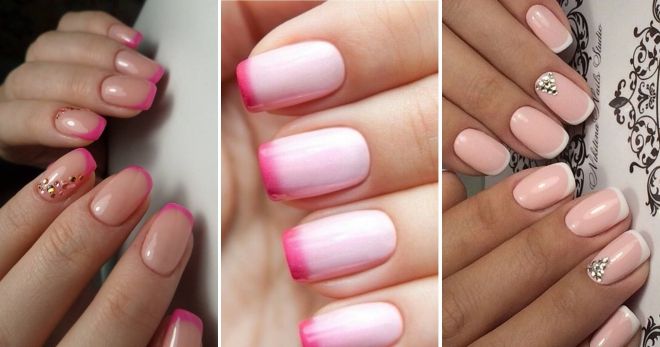 Pale pink manicure for short French nails