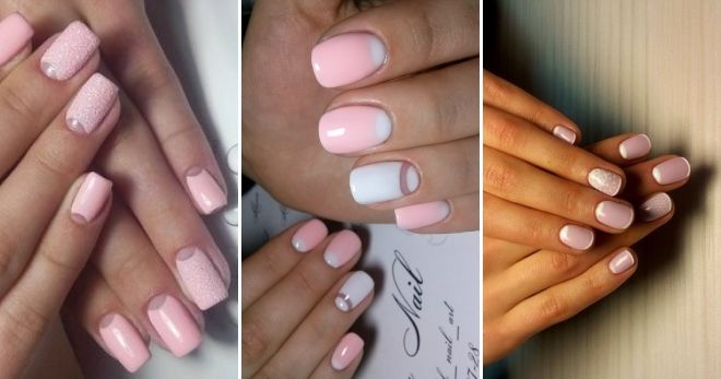Pale pink manicure for short nails lunar