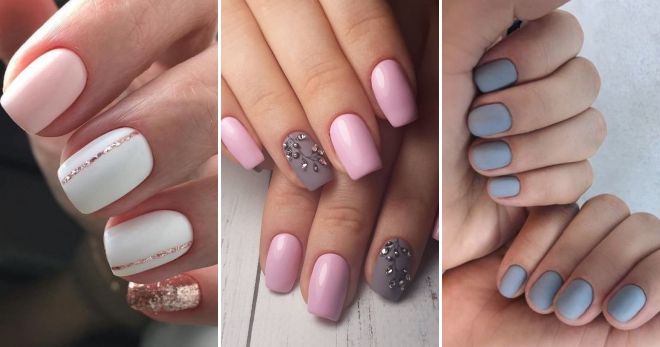 Delicate manicure in pastel colors for short nails